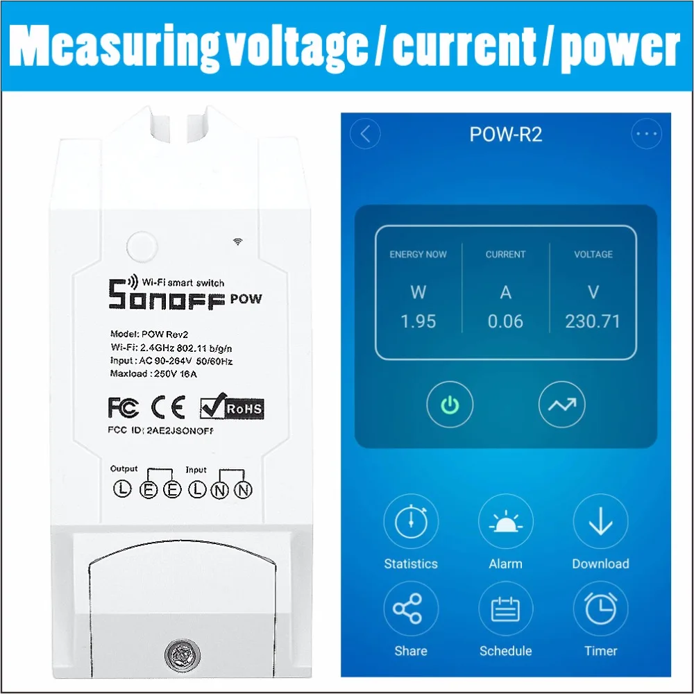 Sonoff POW/POW R2 Беспроводной интеллектуальный переключатель модуля автоматизации WiFi