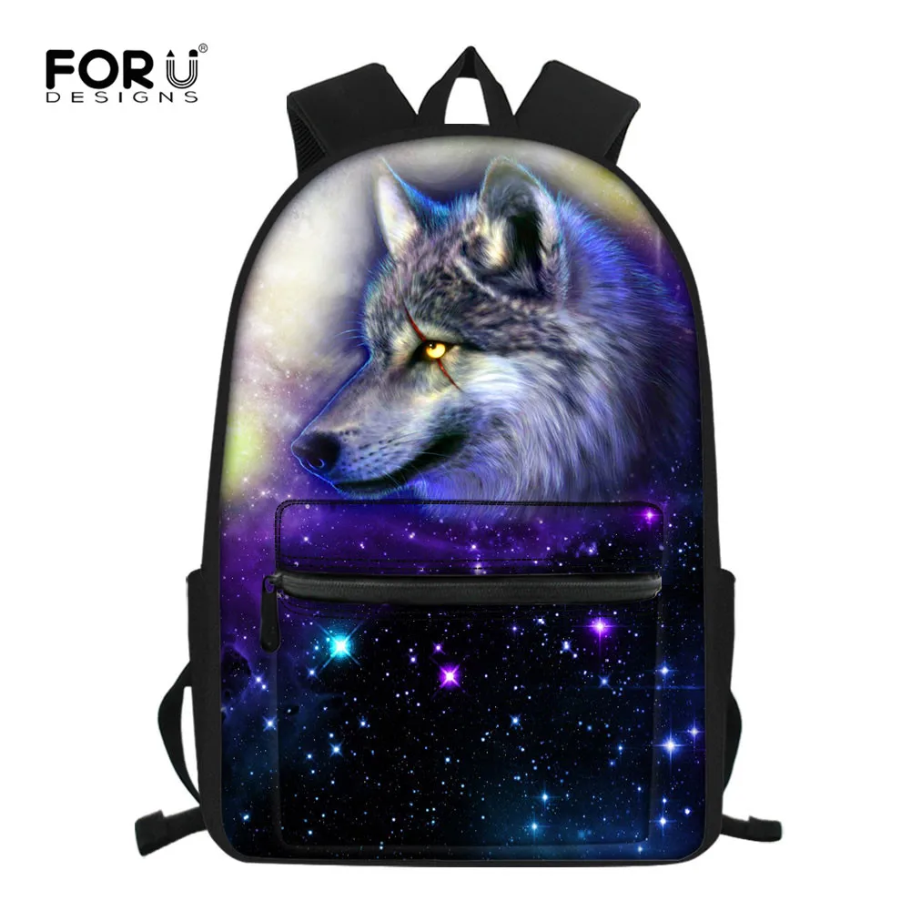 FORUDESIGNS/Galaxy рюкзаки с изображением волков для детей, подростков, мальчиков, Школьный Рюкзак Для Путешествий, ежедневный рюкзак для ноутбука, мужской рюкзак Mochila Escolar