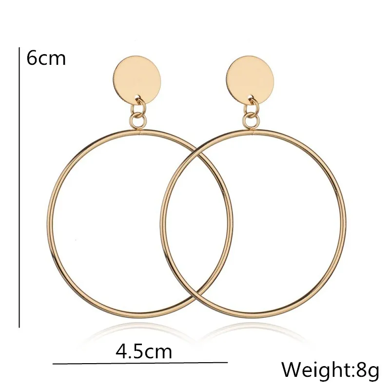 Модные крупные большие полые круглые серьги-капли Геометрическая бижутерия