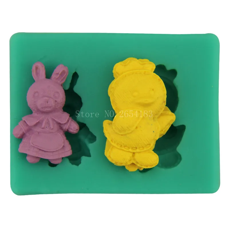

Animal Cartoon Rabbit Duck chocolate DIY fondant cake decorating tools lace border silicone mold kitchen baking utensils FQ2404