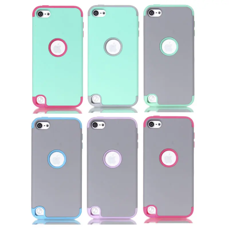 Multi Colors Impact Hard &amp Soft Silicone Hybrid Shockproof Case Cover For iPod Touch 5 6th Generation w/Screen Film+Stylus Pen |
