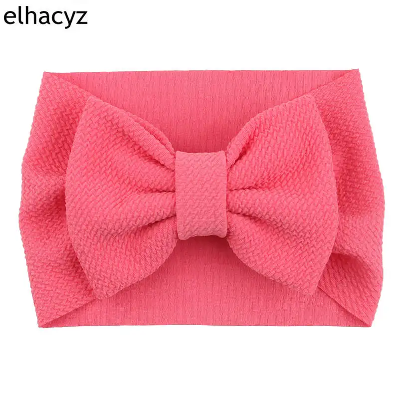 20 New Arrival Turban Popular 5'' Big Hair Bow Headband For Girls Headwrap Textured Fabric Elastic Kids DIY Hair Accessories - Цвет: 20