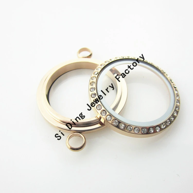 30mm stainless steel twist linking floating glass locket bracelet rose gold screw open with crystals | Украшения и аксессуары