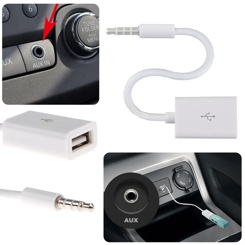 

Автомобильный Переходник 3,5 мм штекер AUX аудио штекер к USB 2,0