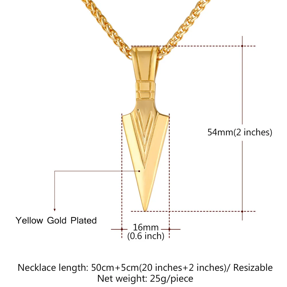 Ожерелье с подвеской копьем для Мужчин Ювелирные изделия цепочка из нержавеющей
