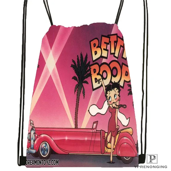 Drawstring Backpack Изготовленная на заказ Betty Boop походная сумка на шнурке для мужчин и женщин милый рюкзак для детей(черная спинка) 31x40 см#180531-01-44 - Цвет: Drawstring Backpack