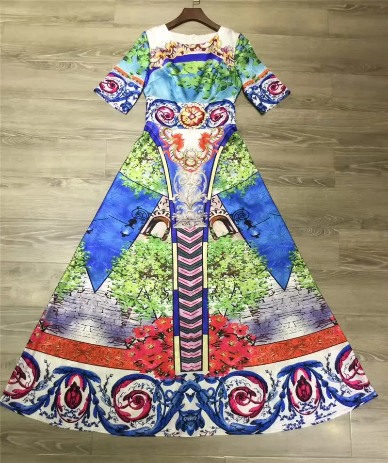 Женское платье макси с цветочным принтом разноцветное длинное вечернее синего