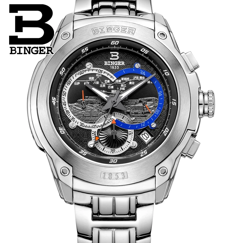 New Listing! BINGER Watches 2016 Quartz Men Sport Chronograph Watch Dive Wristwatc Luminous Fashion Male Table B 6013M|table watch camera|tables and