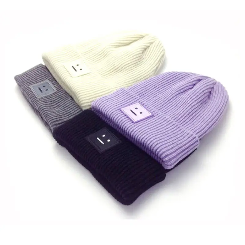 Зимние вязаные шапки square smile для женщин|women beanies|wool caphat hat |