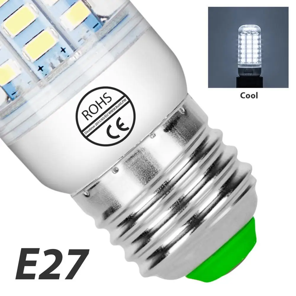 Кукурузная лампа E27 светодиодная лампа свеча E14 220 В светодиодная 5 Вт 5730 SMD 24 36 48 56 69 72led энергосберегающая лампа G9 лампочки домашняя ампульная Светодиодная лампа - Испускаемый цвет: E27 White
