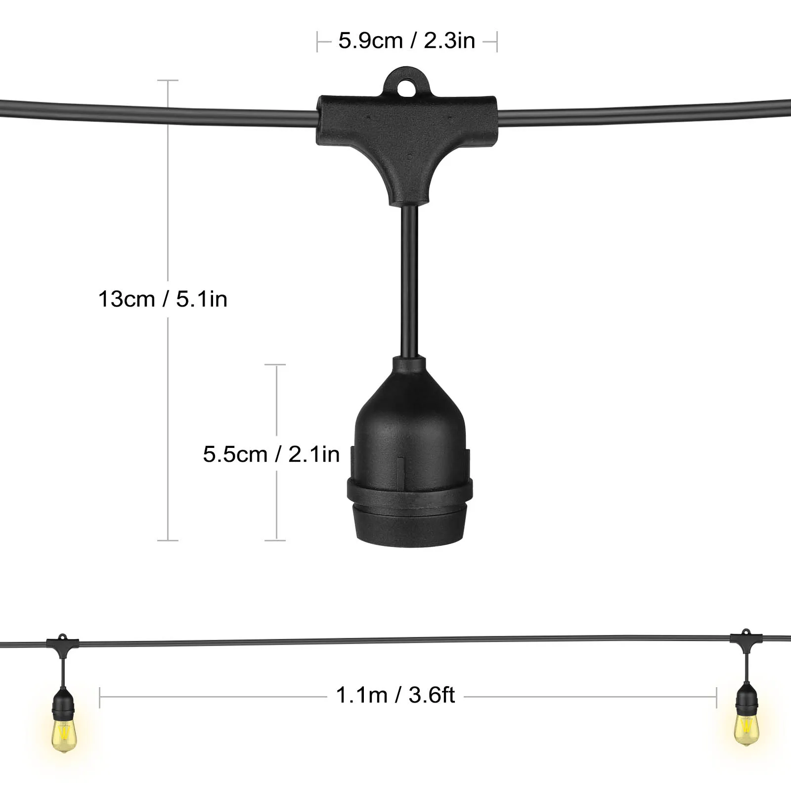 9LED Waterproof E27 String Lights Indoor/Outdoor Street Garden Patio Backyard Holiday String Lights EU Christmas Decoration