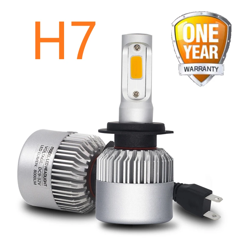 

2PCs H7 Car Headlight Bulb 8000 Lumen S2 H7 High & Low Beam White Light 6500K Car Headlamp H7