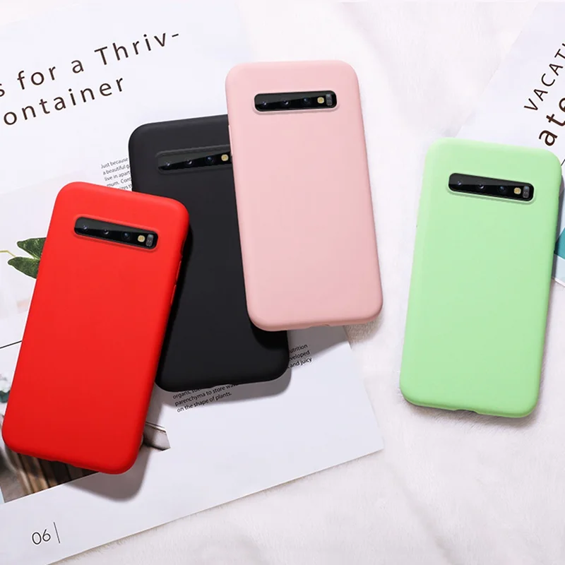 Чехол из жидкого силикона для Samsung S10E S10 S9 S8 Plus шелковистая мягкая сенсорная