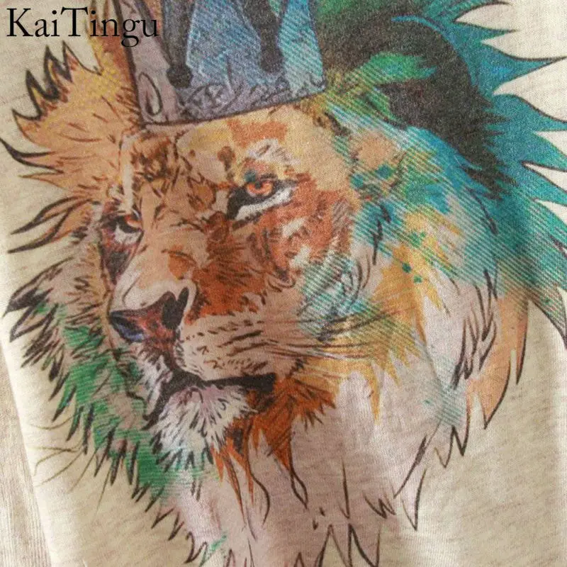 KaiTingu 2015 New Fashion Autumn Winter Clothing Women Sweater And Pullover Long Batwing Sleeve Jumper Knitwear Lion King Print | Женская