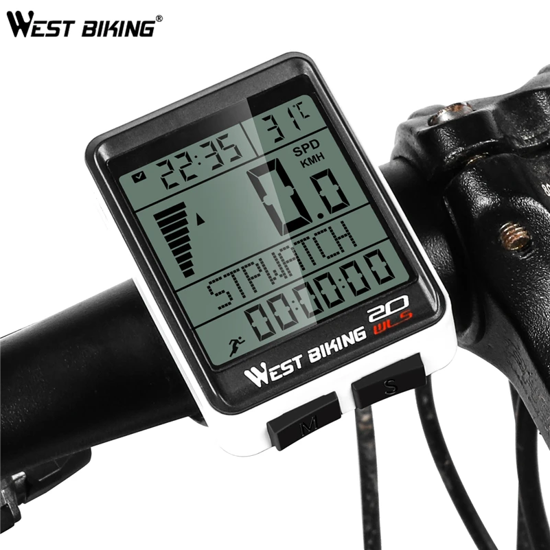 WEST BIKING, беспроводной секундомер, 5 языков, многофункциональный велосипедный компьютер, автоматическое пробуждение, светодиодный спидометр, велосипедный компьютер