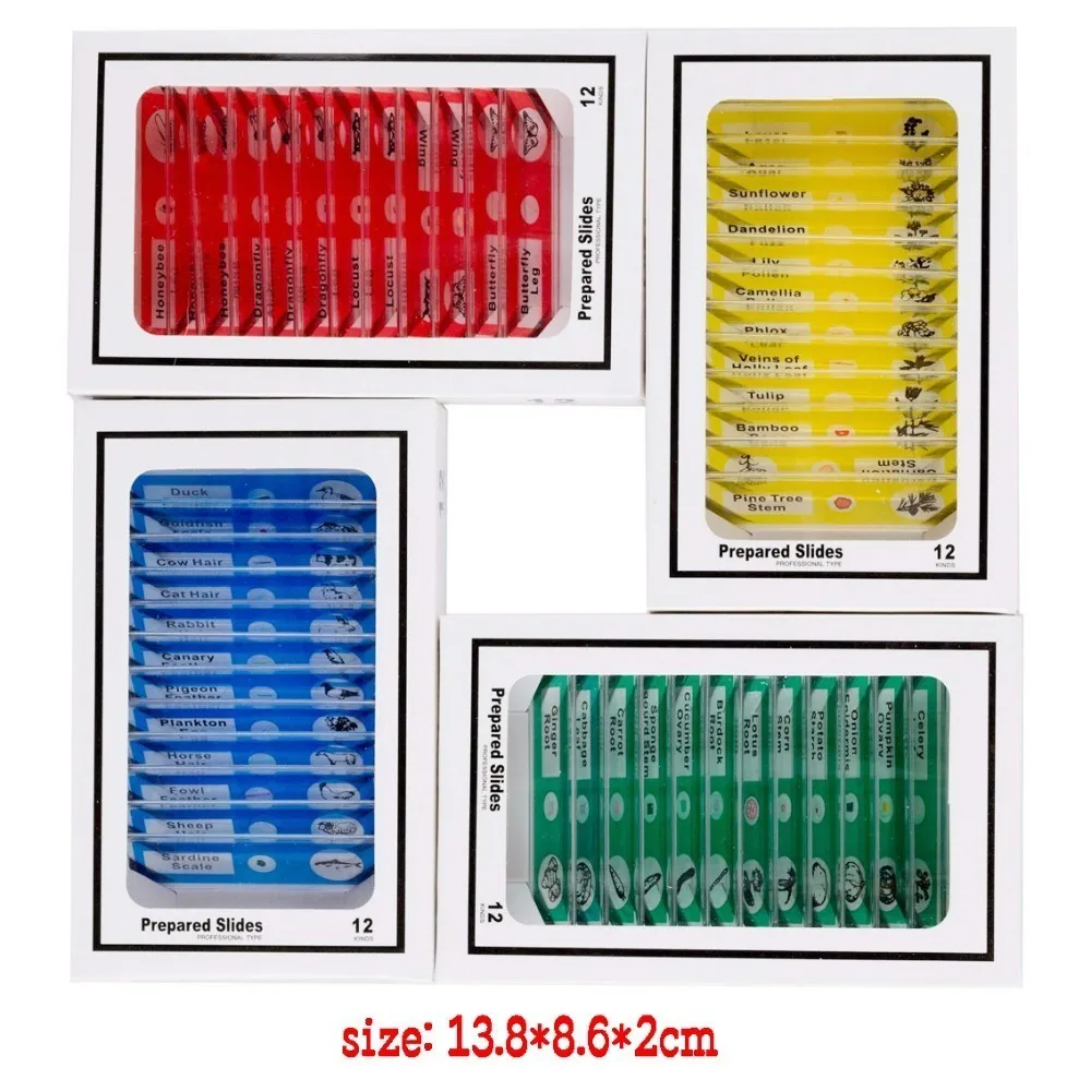 12 шт./кор. Обучающие слайды инструмент для животных детский микроскоп