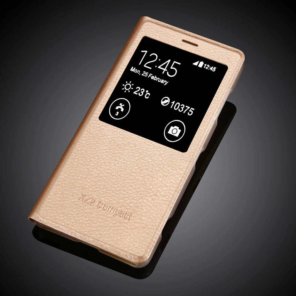 Роскошный флип кейс из искусственной кожи для Sony Xperia XZ2 Compact/Mini H8314 H8324 защитный