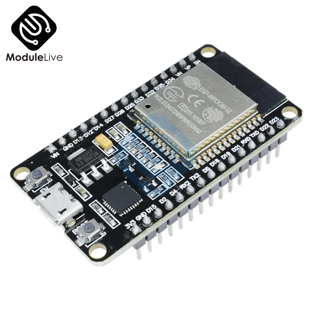 

ESP-32 ESP32 Беспроводная макетная плата с Wi-Fi и Bluetooth, 2,4 ГГц, CP2102, двухъядерный модуль с микро-USB, аналогичный ESP8266