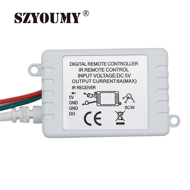 SZYOUMY 24 кнопочный ик контроллер цветной яркий пульт с DC для 5V пикселей Dream Color WS2811