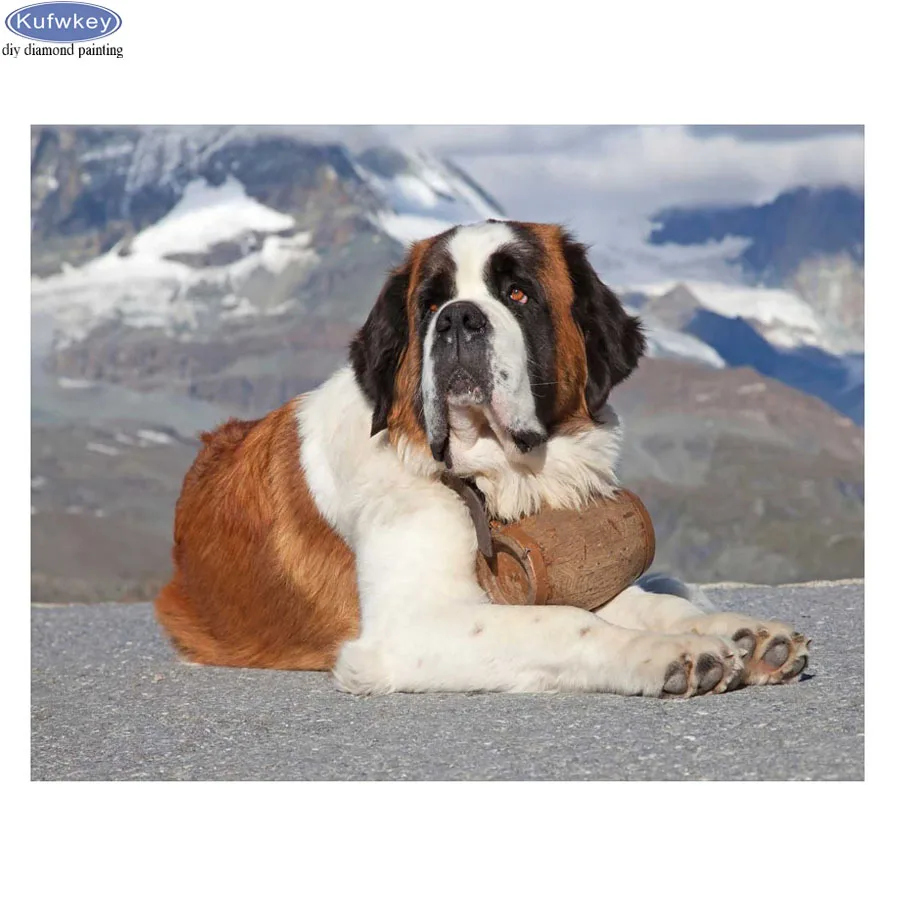 

Full SquareRound DIY Diamond Embroidery Pet Saint Bernard dog 5D Diamond Painting Rhinestone Mosaic Home Decor christmas deals