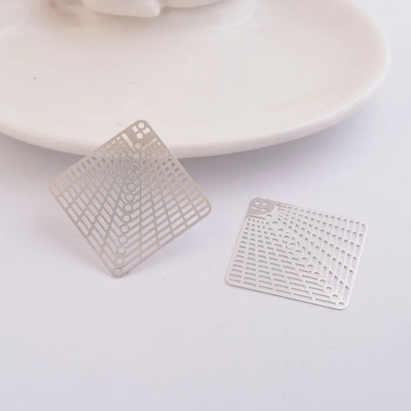 50 шт. AB1247 37*37 мм квадратные Подвески Серьги Подвески для женщин Bijoux геометрический - Окраска металла: Silver