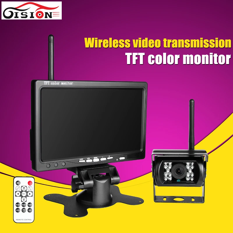 Дешевая беспроводная камера заднего вида для грузовиков и 7 дюймовый HD монитор IR
