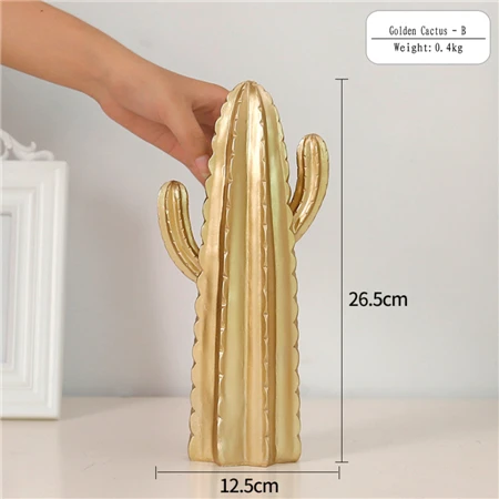 Golden-B Нордический простой стиль, белое золото, кактус, украшения, имитация, Сказочная колонна, украшение для дома, гостиной, украшения, искусственное растение - Цвет: Golden-B
