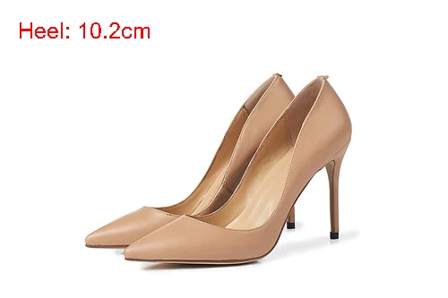 Apr-Pink 10cm heel Женские туфли-лодочки из натуральной кожи на высоком каблуке; пикантные свадебные туфли с острым носком; Цвет абрикосовый, зеленый, черный; офисные туфли; RNS01 muyisxi - Цвет: Apr-Pink 10cm heel