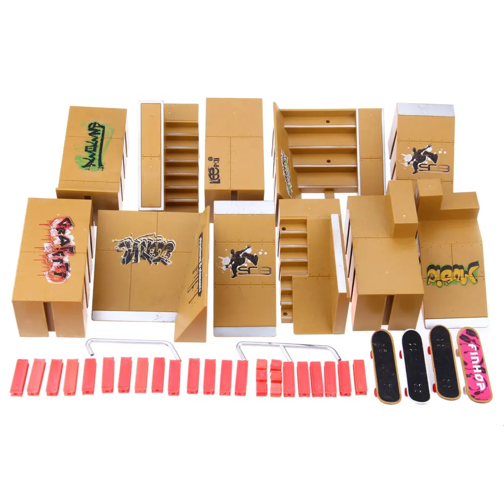 11 шт. скейт набор в виде парка рампы части для Tech Настольный пальцевый скейтборд