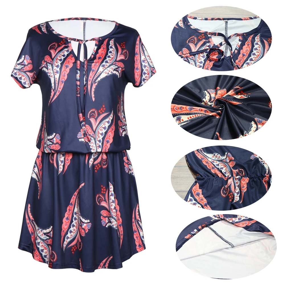 Ежедневная V образным вырезом мягкий Цветочный принт женское платье