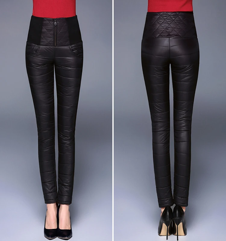 

Dance&Gratify Women Duck Down Pants Winter High Waist Skinny Warm Snow Pants Female Slim Boot Cut Trousers