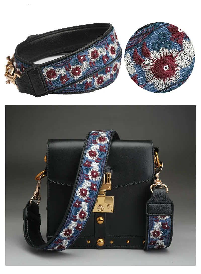 Модные вышивка 110 см ремни для сумок плеча Замена ремней Съемная Кожа Crossbody Messener Сумка Ремни Аксессуары для дамских сумочек