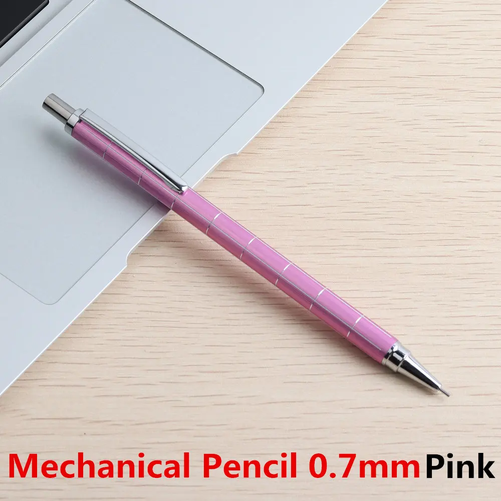 Pink Writing 0.7mm GENKKY милый механический карандаш 0,7 и 0,5 мм механические карандаши металлический корпус офиса и школы канцелярские письменные принадлежности - Цвет: Pink Writing 0.7mm