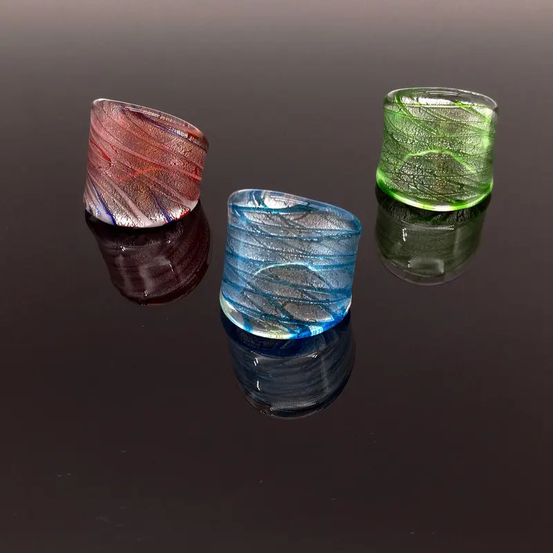6 шт. Золотое фольгированное Светящееся Стекло кольцо из муранского стекла 3