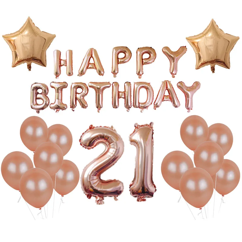 Розовые и золотые воздушные шары фольга шампанского 16th 18th 20st 21th 30th 40th Number bal lHappy День Рождения украшения для взрослых вечерние принадлежности - Цвет: 21th
