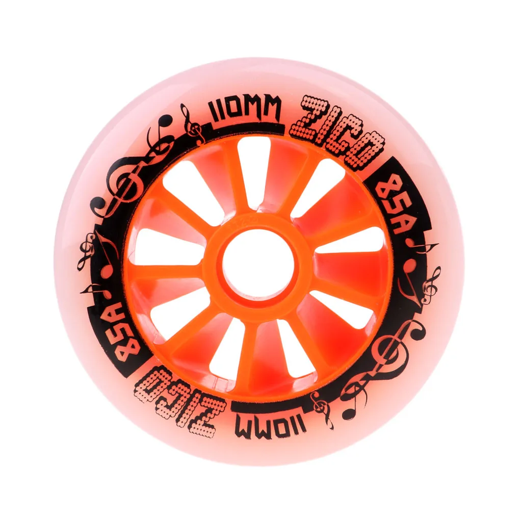 Orange 110mm Уличные ПУ роликовые коньки Замена колеса гоночные скоростные колеса 4 цвета 90-110 мм - Цвет: Orange 110mm