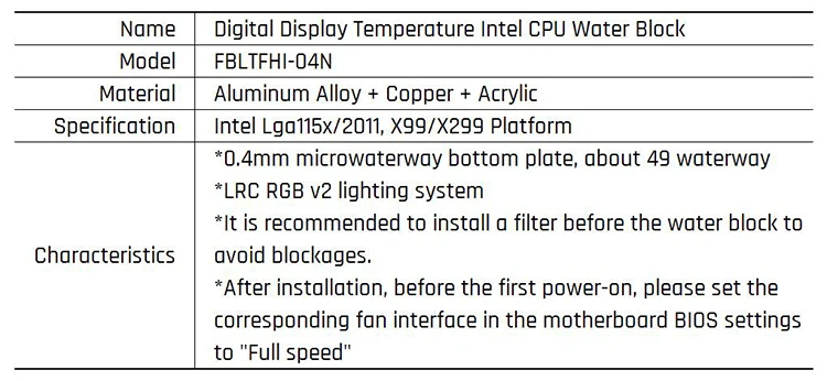 Barrowch FBLTFHI-04N, для Intel Lga115X/2011X99/X299 cpu водяные блоки, цифровой дисплей температуры микроводный с контроллером