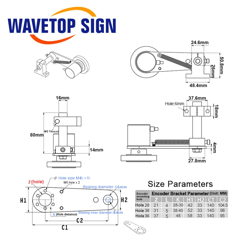 WaveTopSign лазерная маркировочная машина лазерный принтер кронштейн датчика