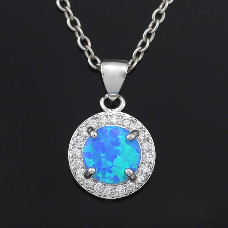 Голубой огненный опал CZ кулон для девочек модные ювелирные изделия женские