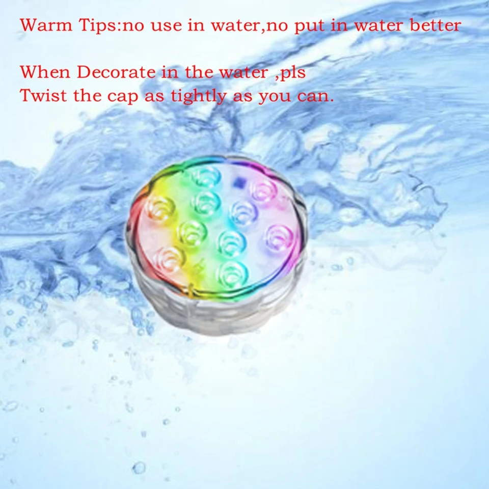 Waterproof Underwater Light, Submersible LED Lights with Remote Control RGB Multicolor LED Pond Lighting Set for Vase Base