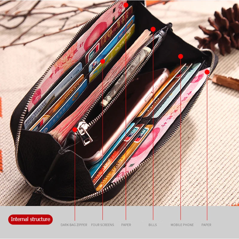 2021 женские кошельки и с узором Личи длинный женский кошелек из 100% натуральной