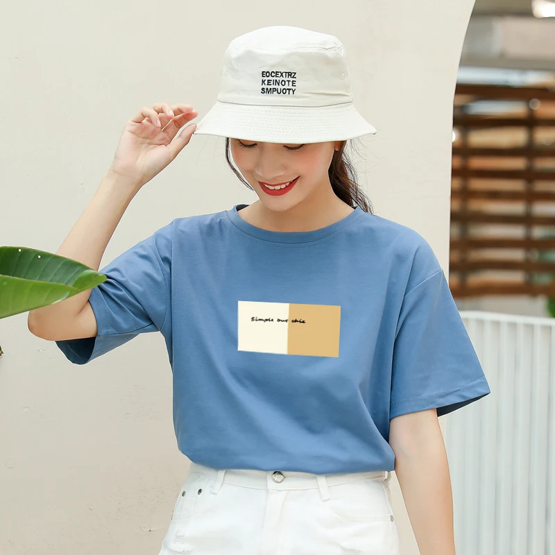 Женская футболка с короткими рукавами Повседневная хлопковая свободная