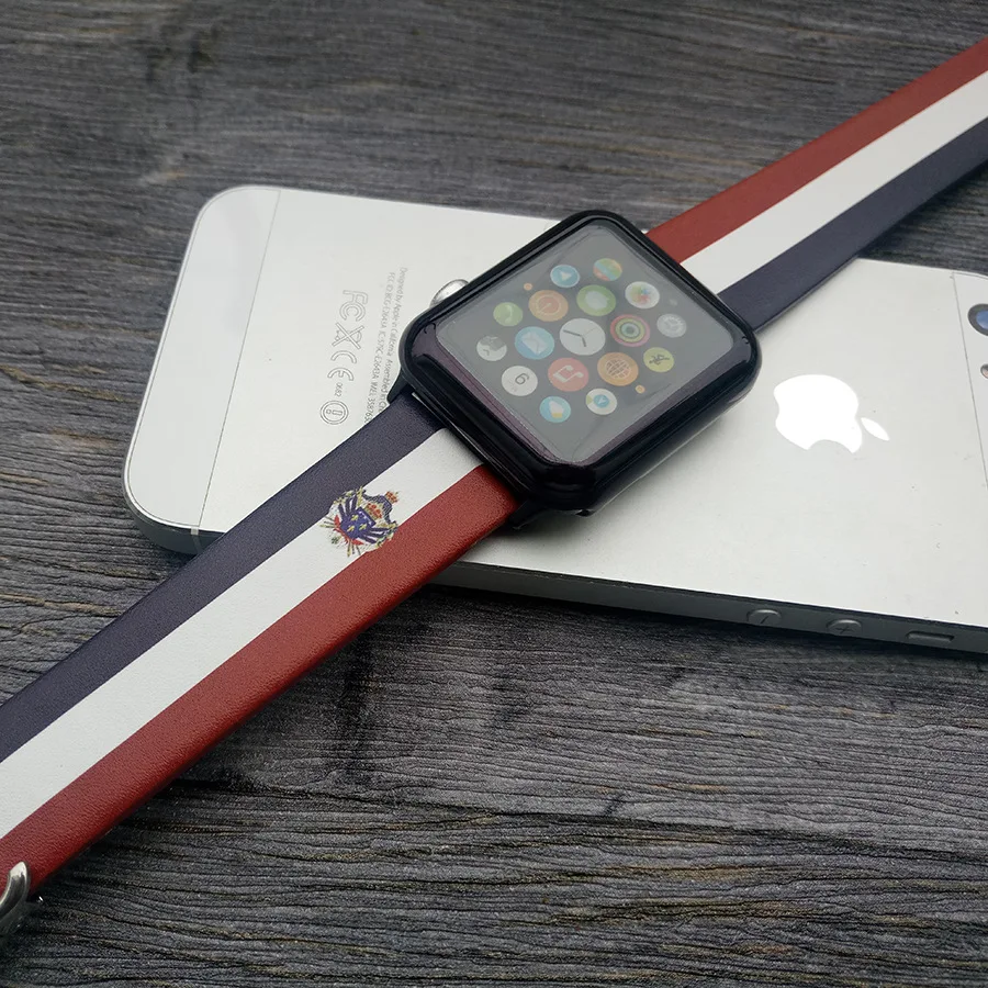 Для Apple Watch Series 4 ремешок из натуральной кожи стиль флага для часов 1 2 3 38 42