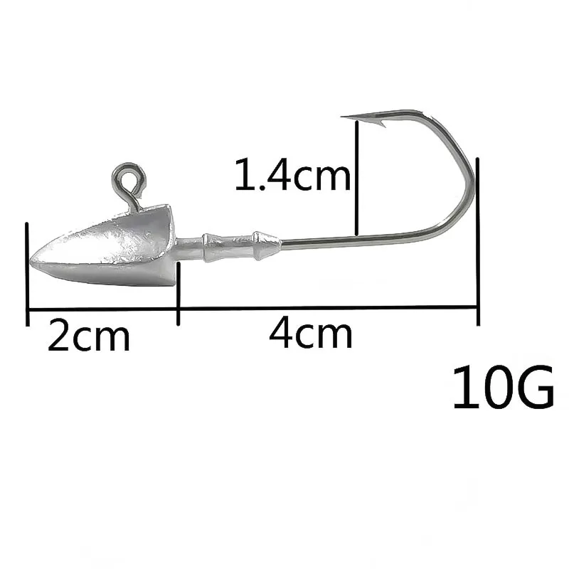 10g OUTKIT 5 шт./лот, крючки для свинцовых головок, 3,5 г, 5 г, 7 г, 10 г, 14 г, 21 г, крючки для джига, приманки, острые разноцветные мягкие рыболовные снасти, крючки - Цвет: 10g