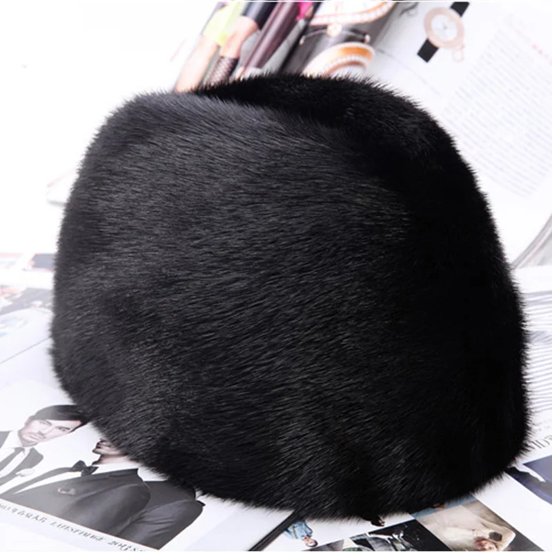 Меховая шапка для мужчин из натурального меха норки теплая ручной работы на День