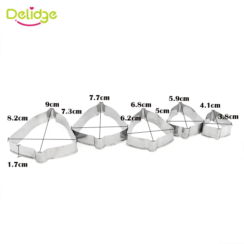 Delidge 5 шт./компл. колокол Форма Нержавеющая сталь формочки для печенья 3D Fondant(сахарная) торт форма для выпечки бисквита формы для выпечки Инструменты