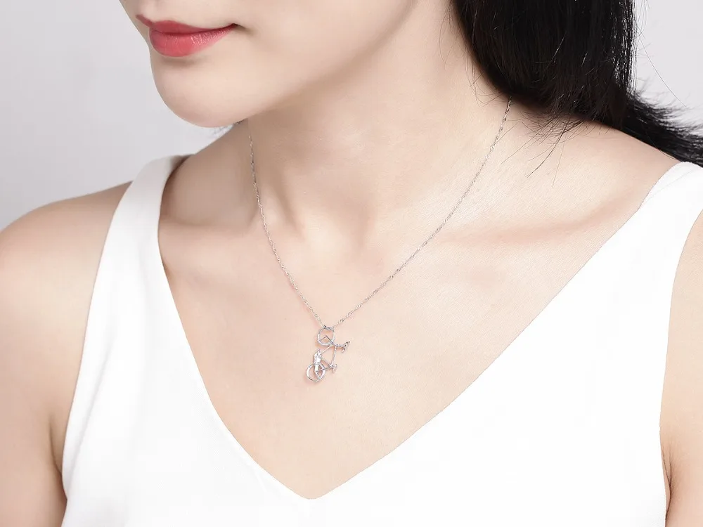 Твердые стерлингового серебра 925 Подвеска в виде мотоцикла ожерелья для девочек