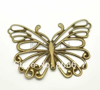 best quality 30 pcs bronze tone filigree butterfly wraps connectors pendants diy jewelry finding 66x50mmw03491