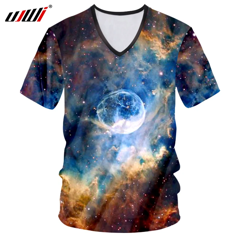 

UJWI футболка с v-образным вырезом с принтом звездная звезда 3d футболка космические футболки Мужская одежда для фитнеса Hombre с коротким рукаво...