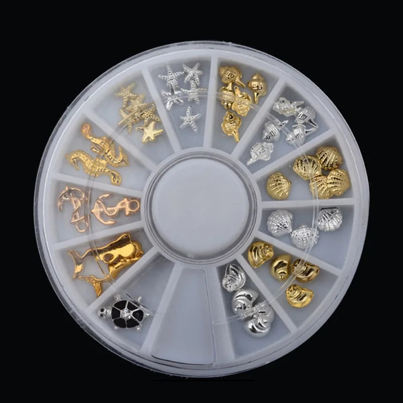 Морской стиль 3D стикер для дизайна ногтей украшения Шпильки Золотой Серебряный